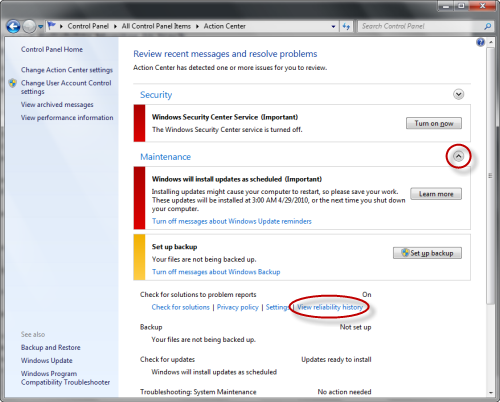 Use Windows Vista/7 Reliability Monitor to track system stability